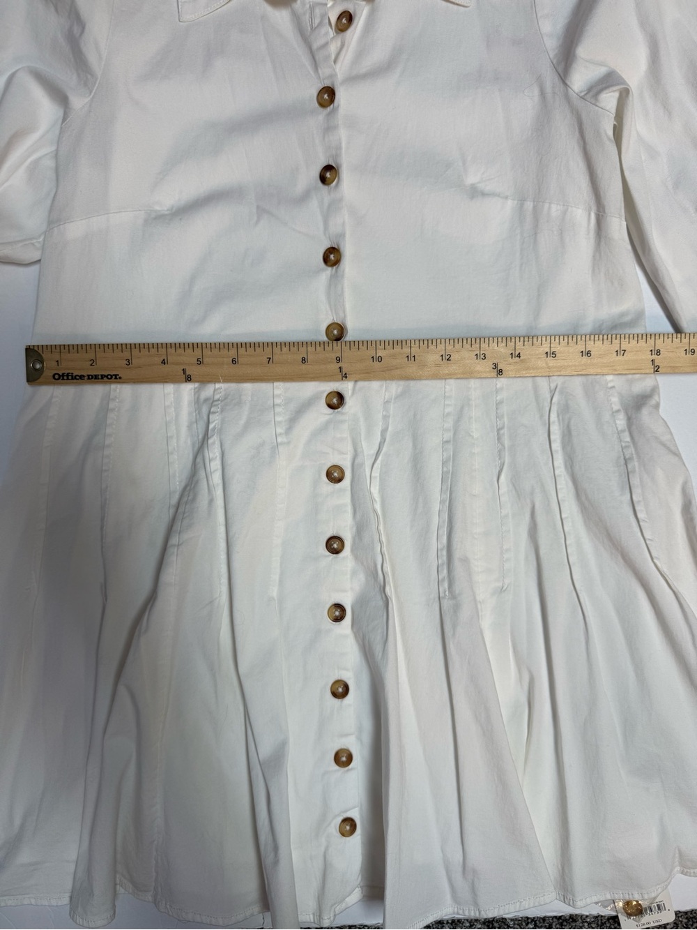 NWT Free People marvelous Mia long sleeve Button-Front Ivory Mini Shirt Dress XS - Picture 13 of 16